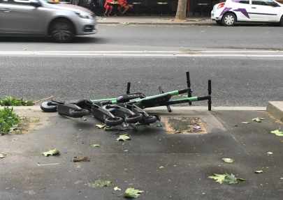 Scooters knocked over in windstorm